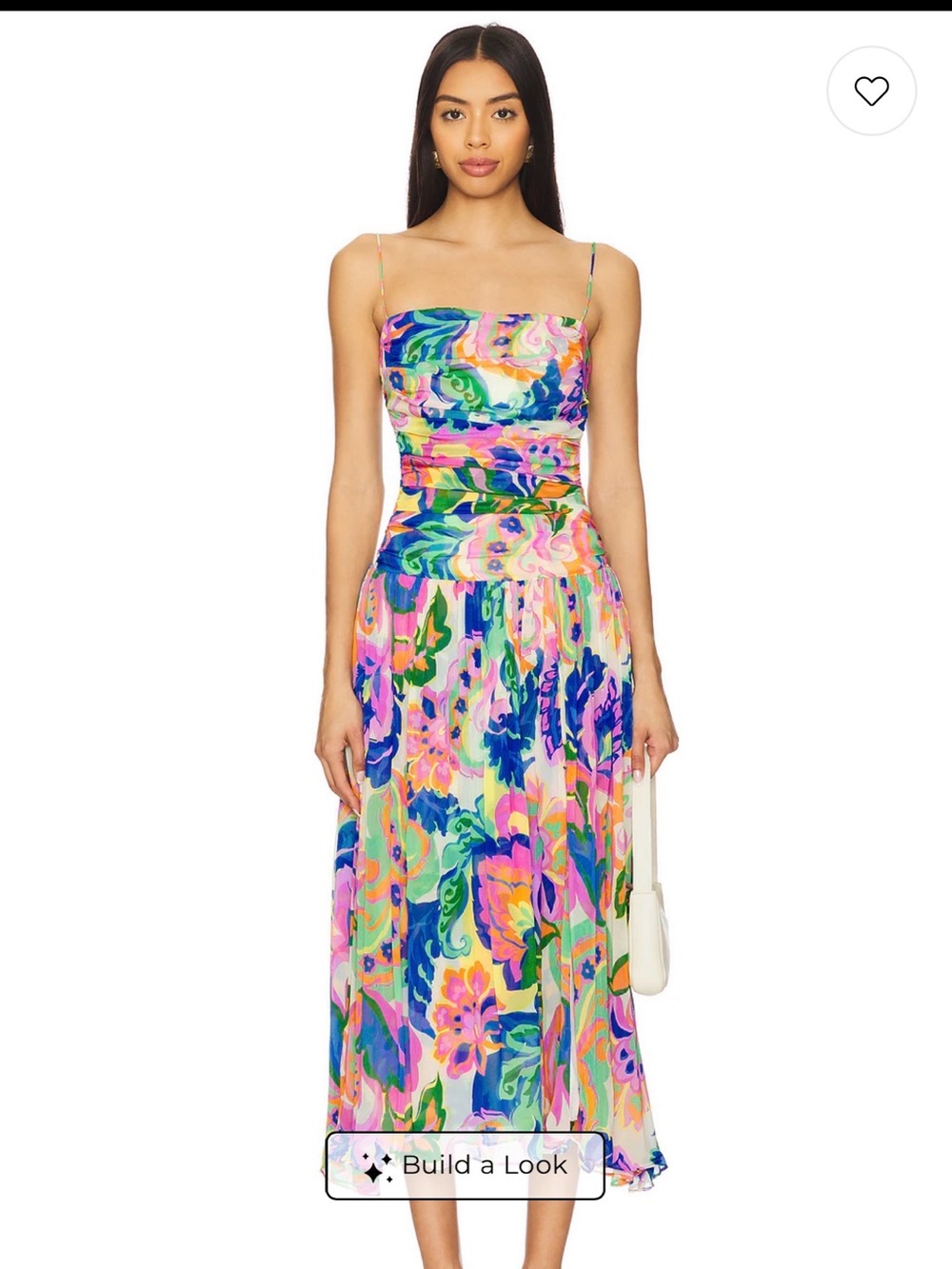 Amanda Uprichard Multicolor Floral Midi Dress in Pink, Blue, Green